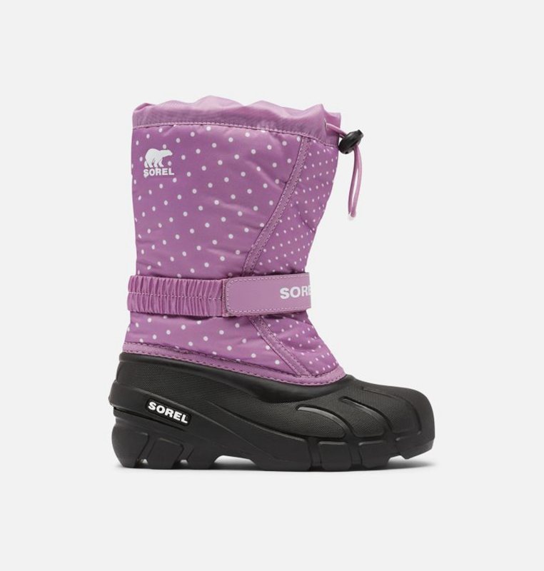 Kids Snow Boots Purple/Black - Sorel Childrens Flurry™ Print - 950-VAHWLO